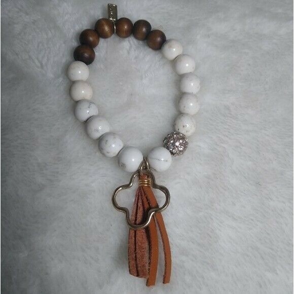 Stone and Wood Tassel Bracelet - Picture 2 of 4